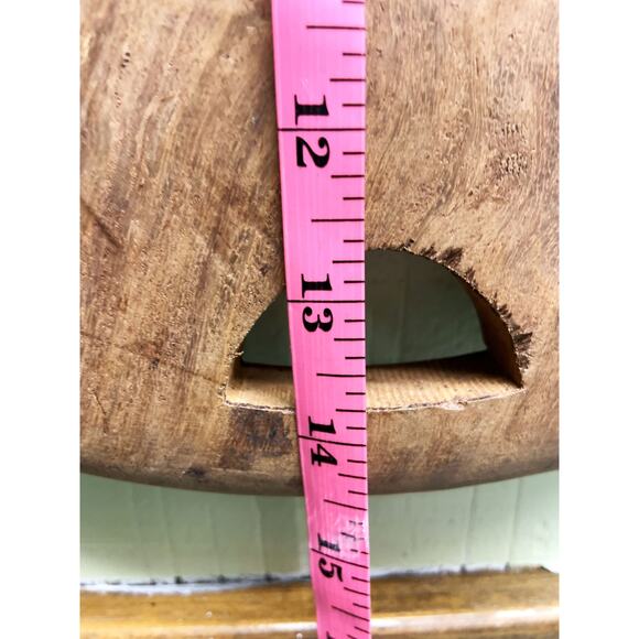 Carved Wood Tray with Inlaid Mother of Pearl Flowers 14.5" - Picture 7 of 7